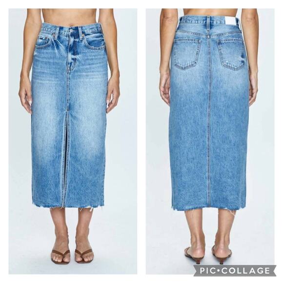 pistola Dresses & Skirts - Pistola Alice Denim Midi Skirt Size 29 Front Slit
